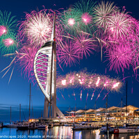 Buy canvas prints of Gunwharf Quays Fireworks by Wight Landscapes