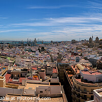 Buy canvas prints of Rooftops Of Cadiz Panorama by Wight Landscapes