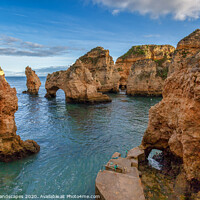 Buy canvas prints of Grottos at Ponta Piedade Lagos Algarve by Wight Landscapes