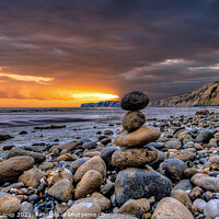 Buy canvas prints of Compton Bay Rock Cairn by Wight Landscapes