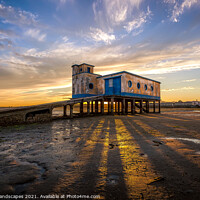 Buy canvas prints of Fuseta Lifeboat Station Sunset by Wight Landscapes