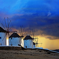 Buy canvas prints of Windmills Mykonos by Michael Marker