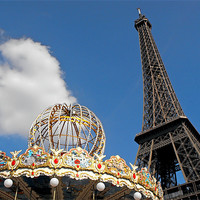 Buy canvas prints of The Eiffeltower going for a ride by Jutta Klassen
