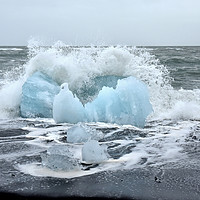 Buy canvas prints of Glacier ice floe breaking waves by Jutta Klassen