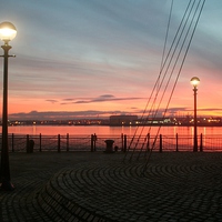 Buy canvas prints of Sunset At The Albert Dock by Sandra Buchanan