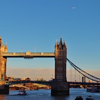 Buy canvas prints of  Blue Skys Over Tower Bridge by Sandra Buchanan