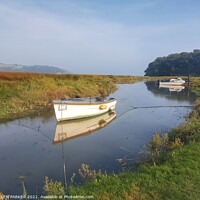 Buy canvas prints of Laugharne Estuary Boats by HELEN PARKER