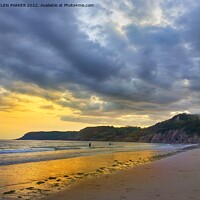 Buy canvas prints of Caswell Bay Sunset by HELEN PARKER
