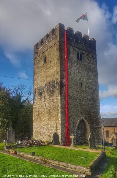 Llangyfelach Church and cascading poppies Picture Board by HELEN PARKER