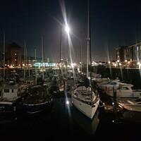 Buy canvas prints of Nightime on the Marina by HELEN PARKER