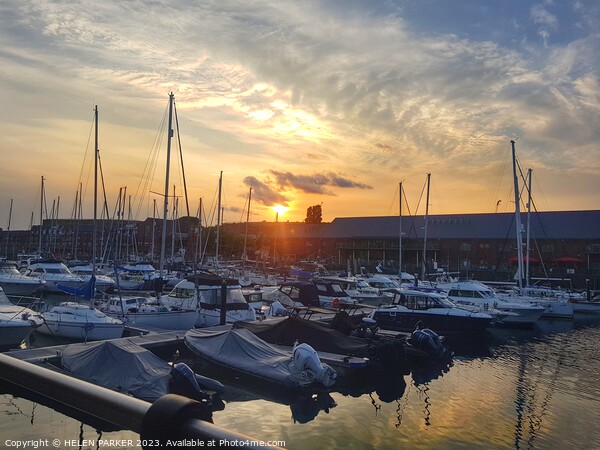 Swansea Marina at Sunset Picture Board by HELEN PARKER