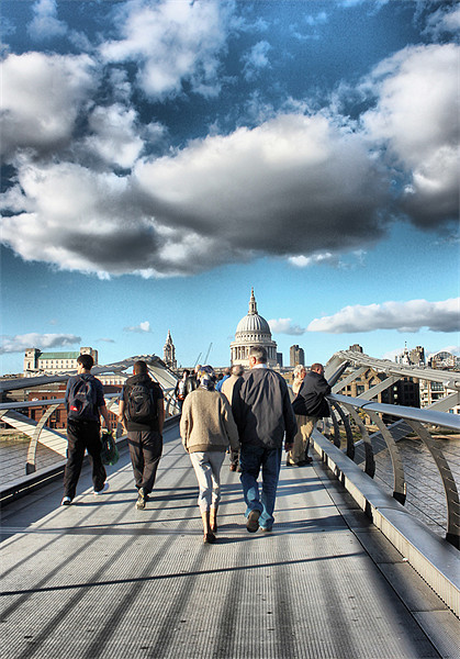A walk across Millenium Bridge London Picture Board by HELEN PARKER