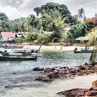Buy canvas prints of Thailand Fishing Village by HELEN PARKER