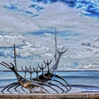 Buy canvas prints of Viking Ship Sculpture by HELEN PARKER