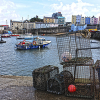 Buy canvas prints of Harbour at Tenby by HELEN PARKER