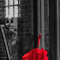 Buy canvas prints of Red Umbrella by HELEN PARKER