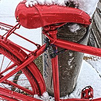 Buy canvas prints of Too cold to cycle by HELEN PARKER