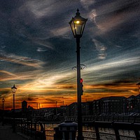 Buy canvas prints of Swansea Marina Sunset by HELEN PARKER