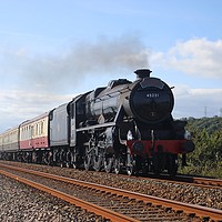 Buy canvas prints of Railway Steam Train Black 5 45231 by HELEN PARKER