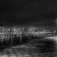 Buy canvas prints of Swansea Marina at night by HELEN PARKER