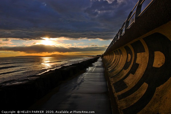 Curved Sea Wall at Aberavon Picture Board by HELEN PARKER