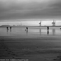 Buy canvas prints of Silhouetts at Aberavon Beach in Mono by HELEN PARKER