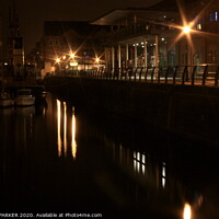 Buy canvas prints of Swansea Marina by night by HELEN PARKER