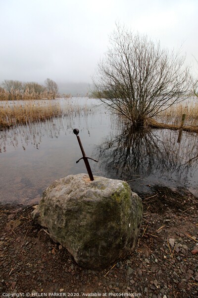 Sword in the Stone, Llangorse Lake Picture Board by HELEN PARKER