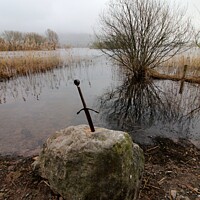 Buy canvas prints of Sword in the Stone, Llangorse Lake by HELEN PARKER