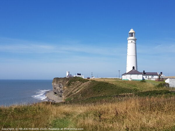 Lighthouse at Nash Point, Monknash, Wales Picture Board by HELEN PARKER