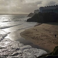 Buy canvas prints of Tenby Beach at full tide by HELEN PARKER