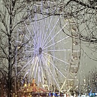 Buy canvas prints of Festive Ferris Wheel and fairground fun throug the by HELEN PARKER