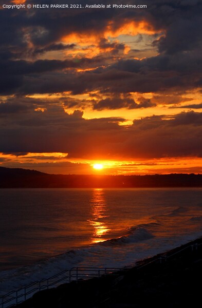 Sunset over Aberavon Beach Picture Board by HELEN PARKER