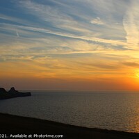 Buy canvas prints of Worms Head Rhossili Sunset by HELEN PARKER