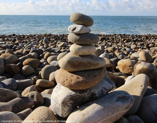 Tower of Pebbles at the Seaside Picture Board by HELEN PARKER
