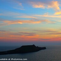 Buy canvas prints of Sunset over Worms Head by HELEN PARKER