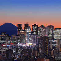 Buy canvas prints of Mt Fuji With Shinjuku Skyscrapers by Duane Walker