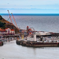 Buy canvas prints of Scarborough Harbour Work in Progress by David Hollingworth