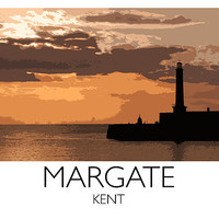 Buy canvas prints of Margate harbour Railway Style Print by Karen Slade