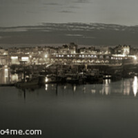 Buy canvas prints of Ramsgate Harbour at night in subtle colour by Karen Slade