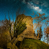 Buy canvas prints of Milky Way over Bronllys Castle by Joel Woodward
