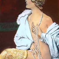 Buy canvas prints of Deco Lady with pearls by robin oakley