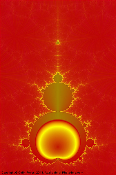 Mandelbrot in Red Gold and Yellow Picture Board by Colin Forrest