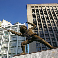 Buy canvas prints of Pio Del Pilar Statue, Makati City  by Pinoy Images