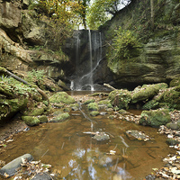Buy canvas prints of  Routin Lynn Waterfall, Northumberland Panoramic by Dave Hudspeth Landscape Photography