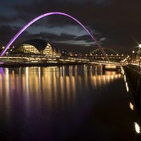 Buy canvas prints of  The Gateshead Millennium Bridge  by Dave Hudspeth Landscape Photography