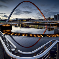Buy canvas prints of The Gateshead Millenium Bridge by Dave Hudspeth Landscape Photography