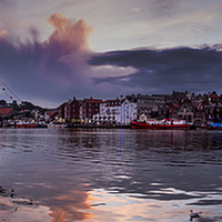 Buy canvas prints of  Whitby Town Panoramic by Dave Hudspeth Landscape Photography