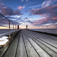 Buy canvas prints of Whitby Pier Sunset by Dave Hudspeth Landscape Photography