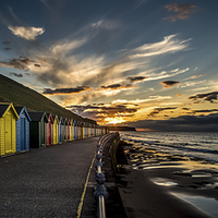 Buy canvas prints of Whitby Beach Huts at Sunset by Dave Hudspeth Landscape Photography